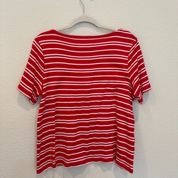 Charter Club Red and White Stripe Short Sleeve Top - Picture 3 of 4